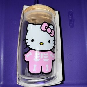Official Hello Kitty‎ Skeleton Glass Tumbler - 16 Oz Eco-Conscious Gift